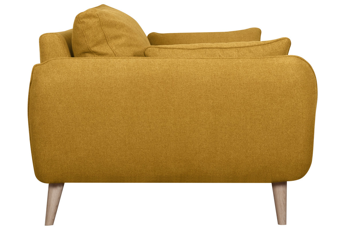 Skandinavisches 2-Sitzer-Sofa kumingelb mit Fen aus massivem Buchenholz CREEP