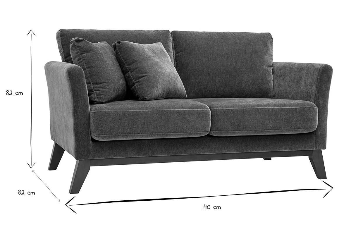 Abmessungen des skandinavischen OSLO-Sofas in Schwarz und Wei�: 140 cm L�nge, 82 cm H�he, 80 cm Tiefe.