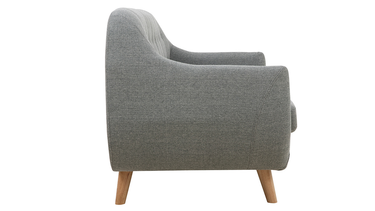 Skandinavisches 2-Sitzer-Sofa mit hellgrauem abnehmbarem Bezug und Holz YNOK