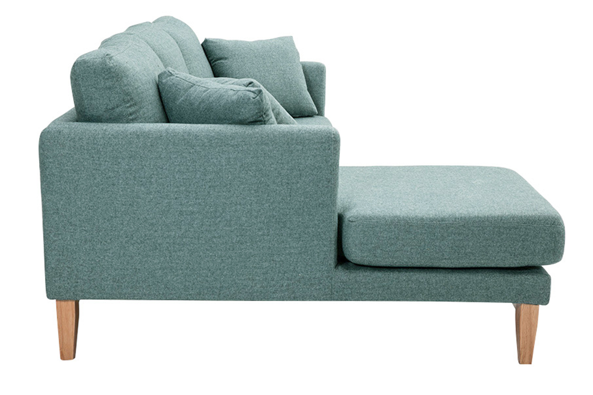 Skandinavisches 3/4-Sitzer-Ecksofa linksseitig mit abziehbarem, graugrnem Stoff und hellem Holz OSLO