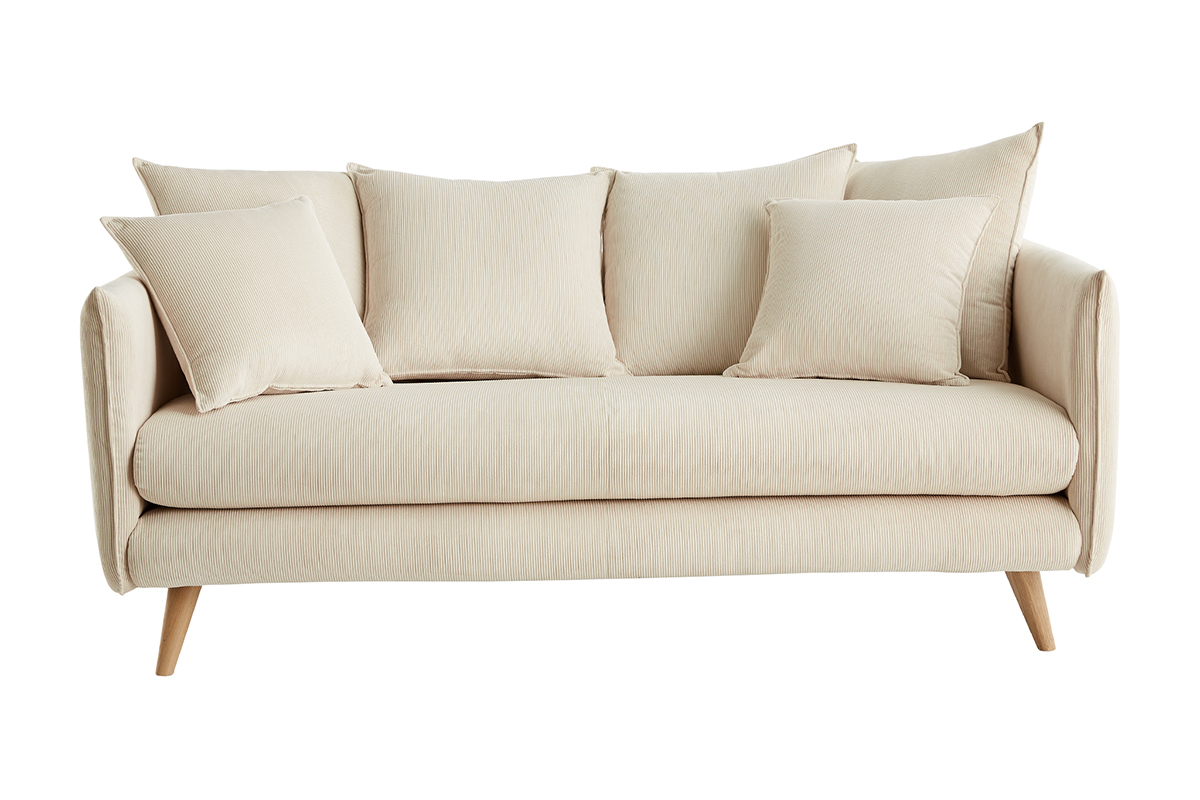 Skandinavisches 3-Sitzer-Sofa aus beigem Cord OLYMPIA