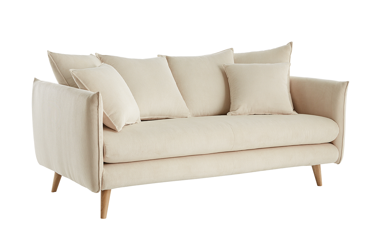 Skandinavisches 3-Sitzer-Sofa aus beigem Cord OLYMPIA