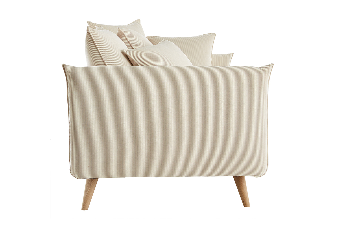 Skandinavisches 3-Sitzer-Sofa aus beigem Cord OLYMPIA