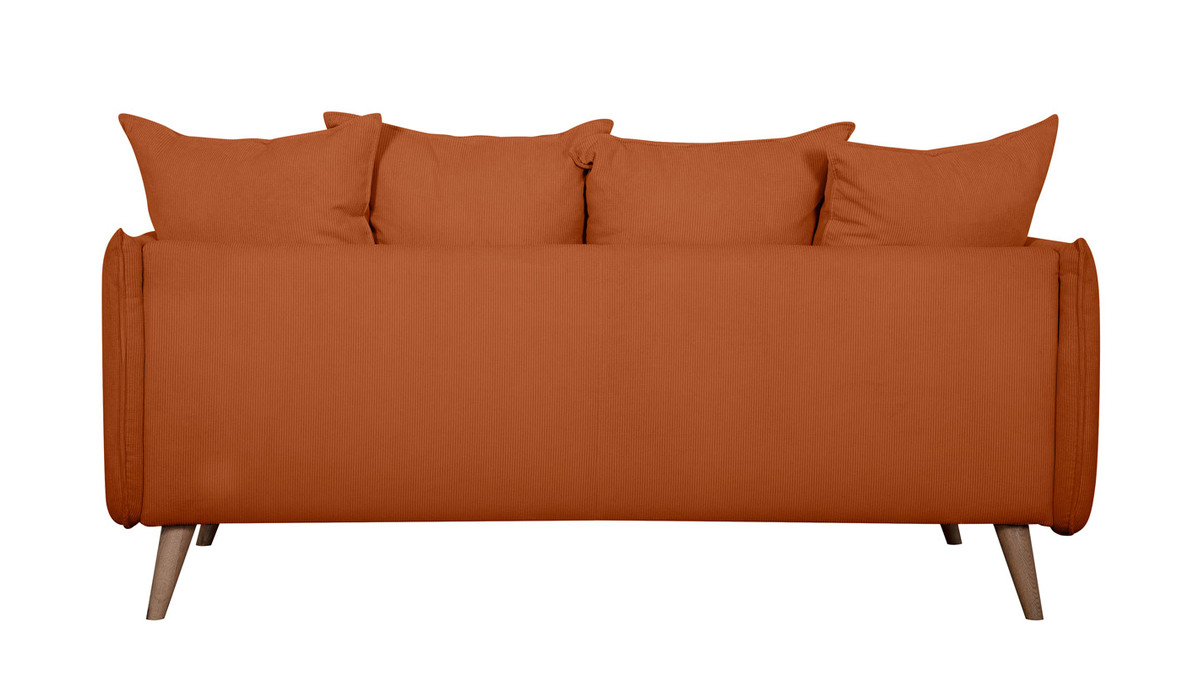 Skandinavisches 3-Sitzer-Sofa aus orangerotem Cord OLYMPIA