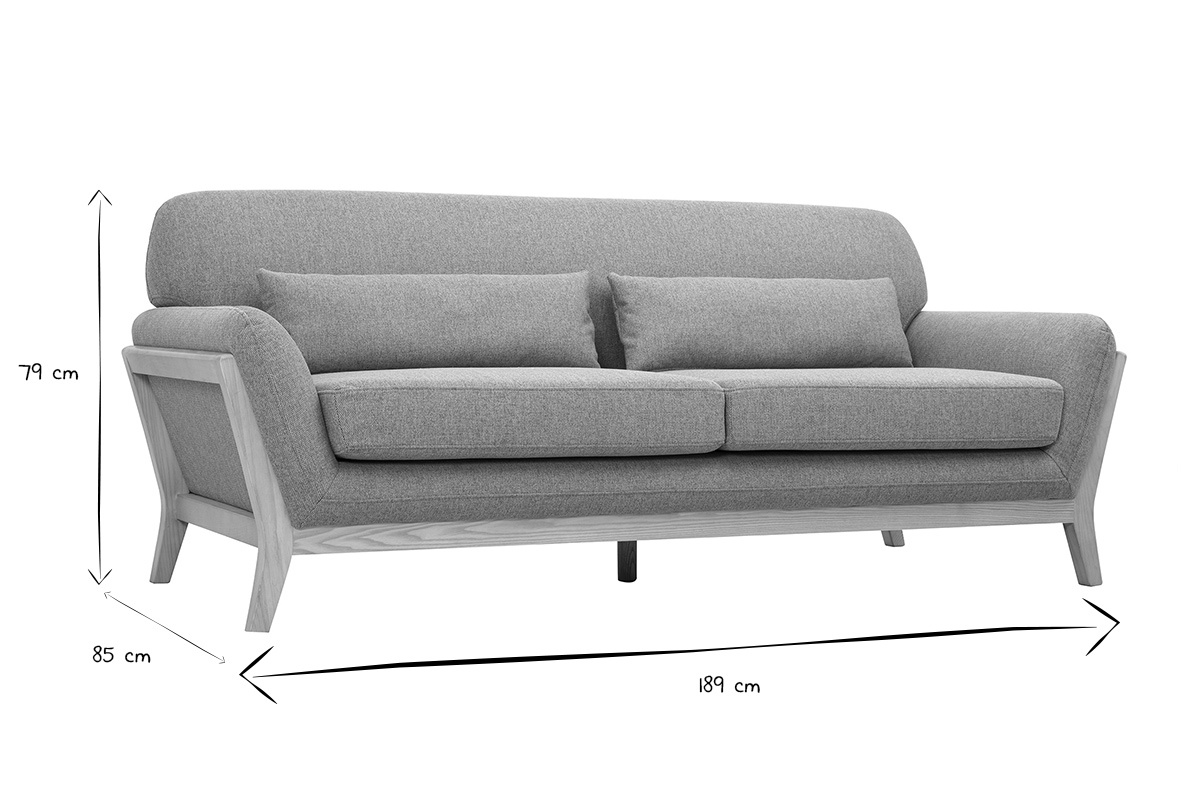 Skandinavisches 3-Sitzer-Sofa aus Terrakotta-Velourstoff und hellem Holz YOKO