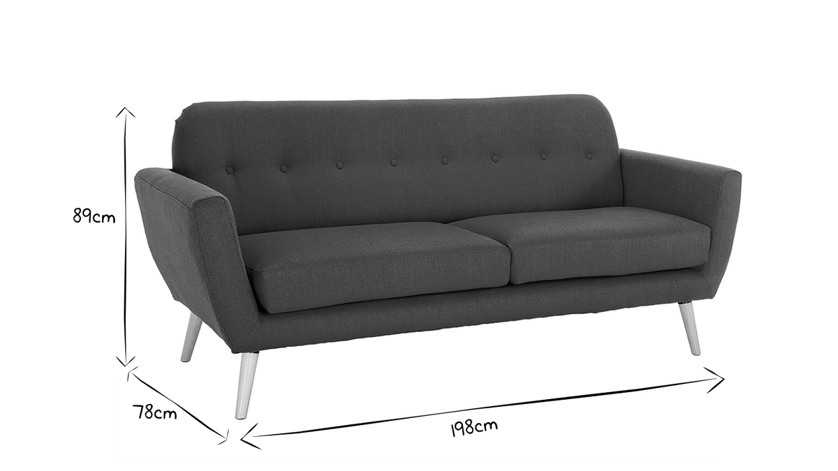 Skandinavisches 3-Sitzer-Sofa in enteblauem Stoff KYNO