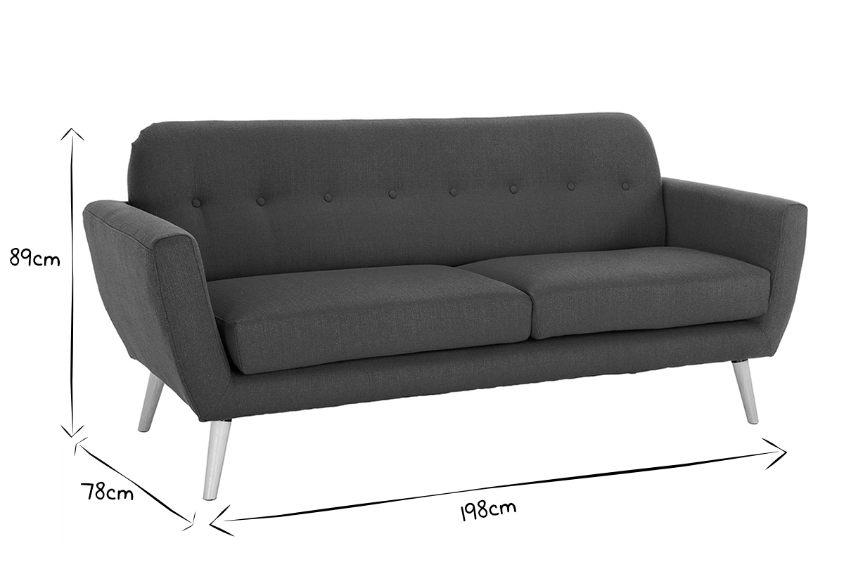 Skandinavisches 3-Sitzer-Sofa in enteblauem Stoff KYNO