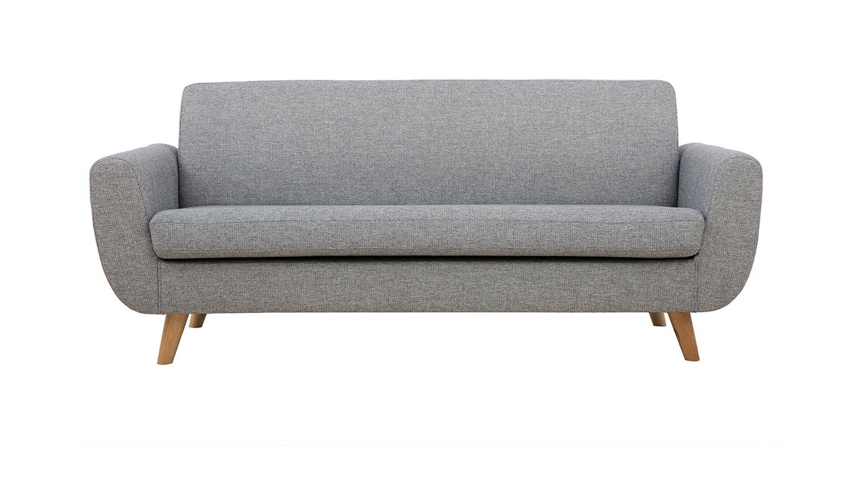 Skandinavisches 3-Sitzer-Sofa in Hellgrau und Holz PURE