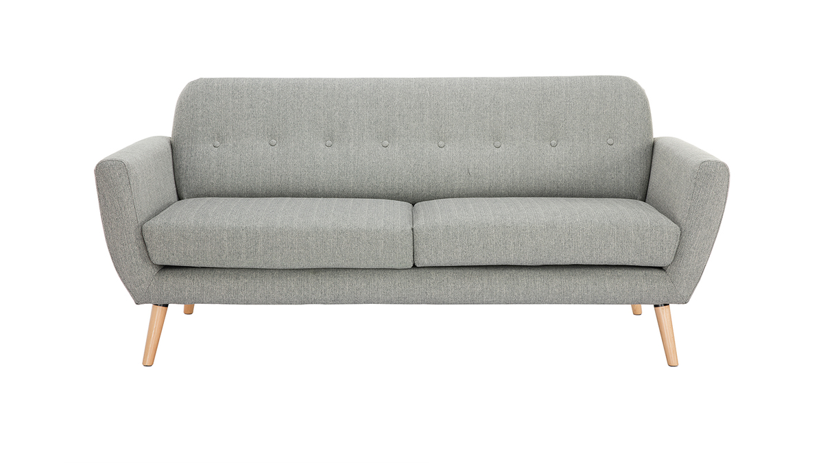 Skandinavisches 3-Sitzer-Sofa in hellgrauem Stoff KYNO