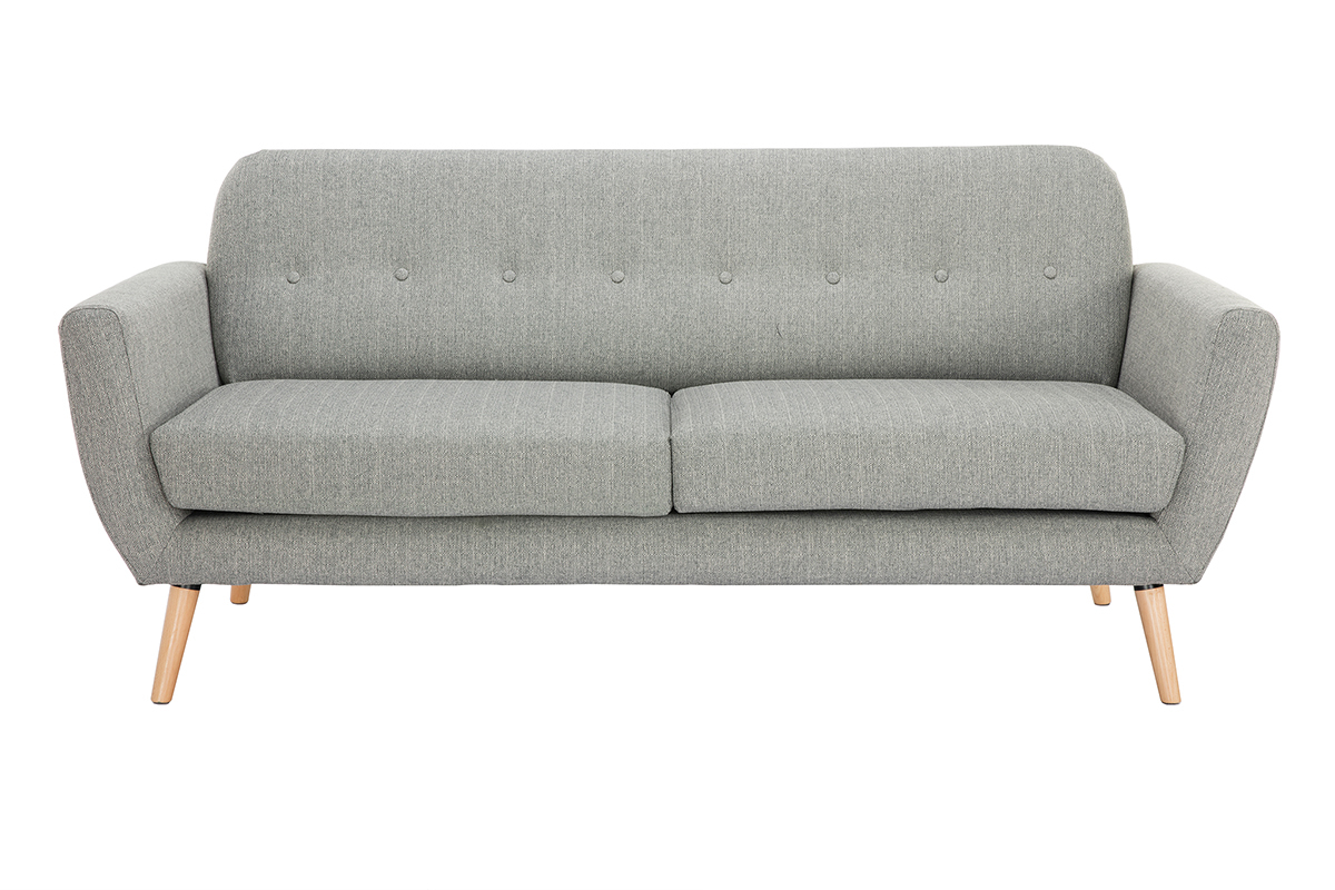 Skandinavisches 3-Sitzer-Sofa in hellgrauem Stoff KYNO