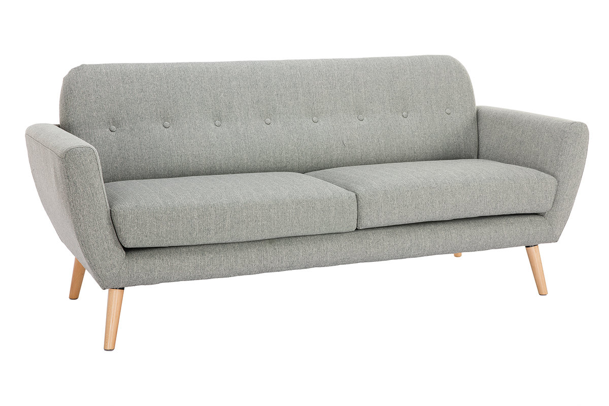 Skandinavisches 3-Sitzer-Sofa in hellgrauem Stoff KYNO