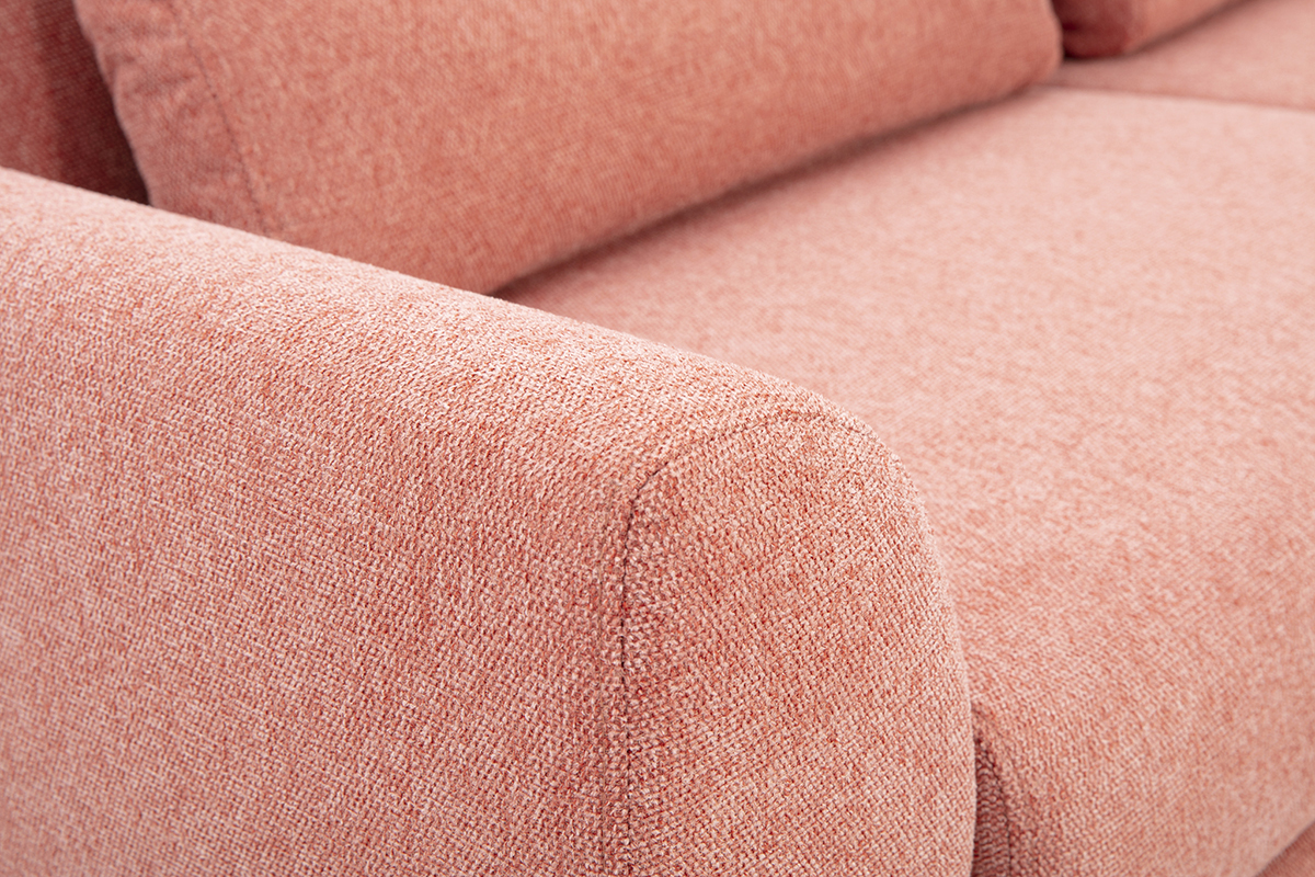Skandinavisches 3-Sitzer-Sofa in terrakotta-farbenem strukturiertem Samteffekt und hellem Holz EKTOR