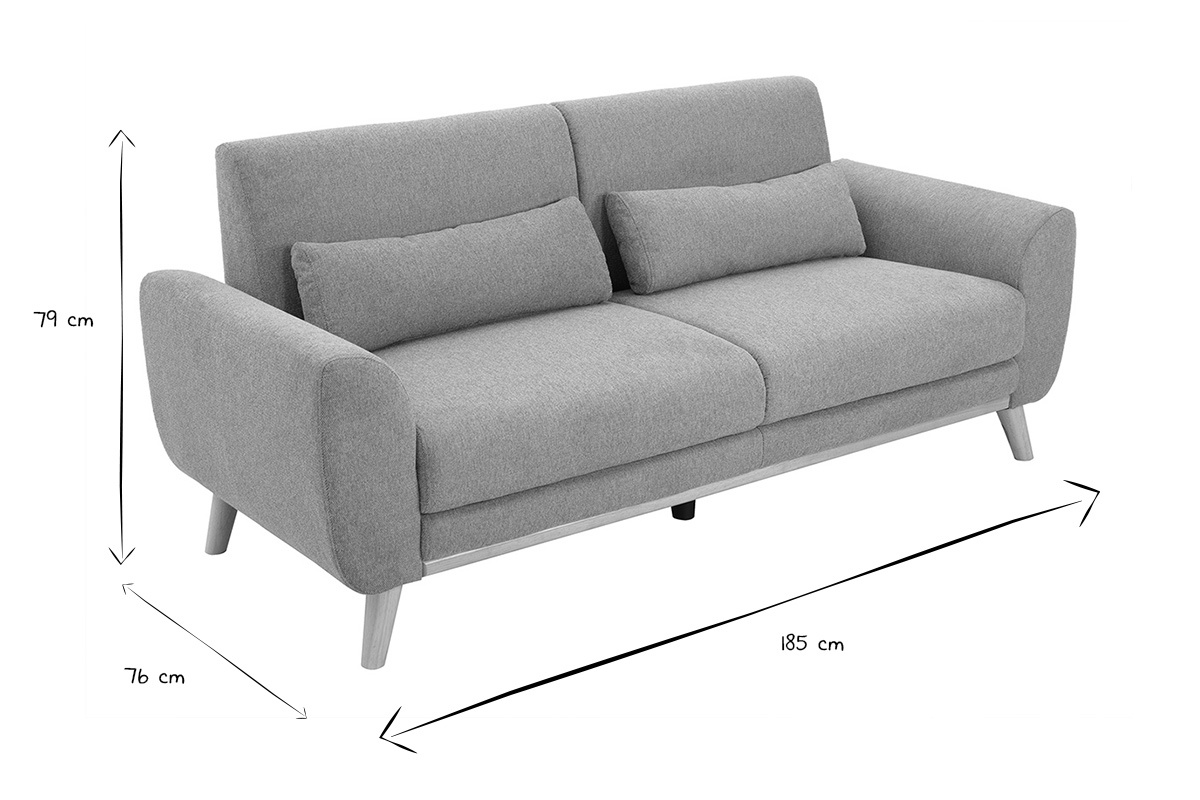 Skandinavisches 3-Sitzer-Sofa in terrakotta-farbenem strukturiertem Samteffekt und hellem Holz EKTOR