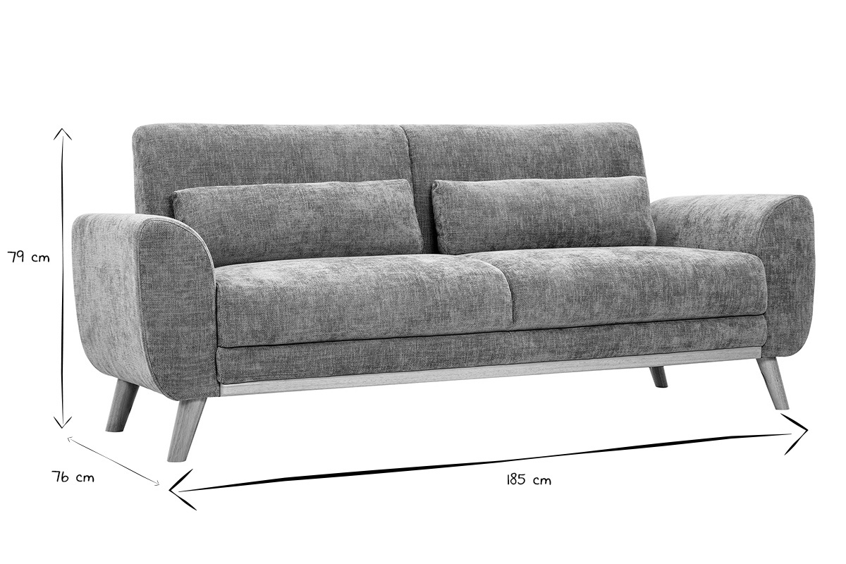 Skandinavisches Sofa mit 3 Sitzpl�tzen in Schwarz und Wei�, Ma�e 185x76x79 cm.