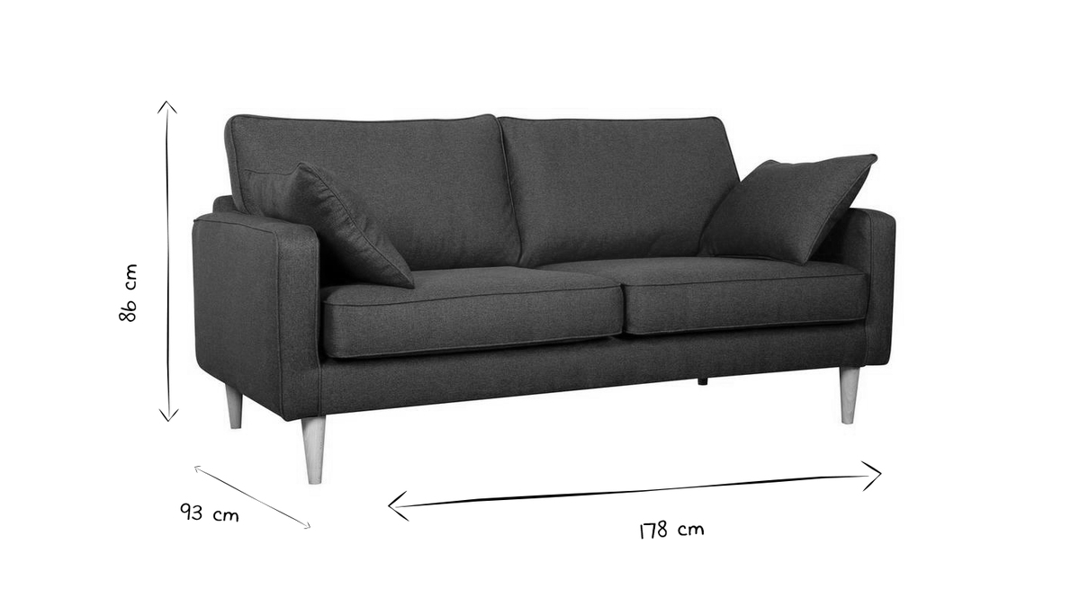 Skandinavisches 3-Sitzer-Sofa kumingelb PAPEL