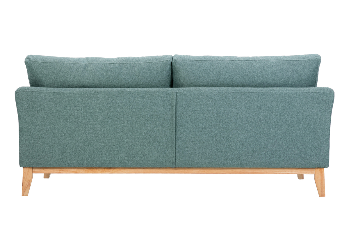 Skandinavisches 3-Sitzer-Sofa mit abnehmbarem Bezug aus graugrnem Stoff und hellem Holz OSLO