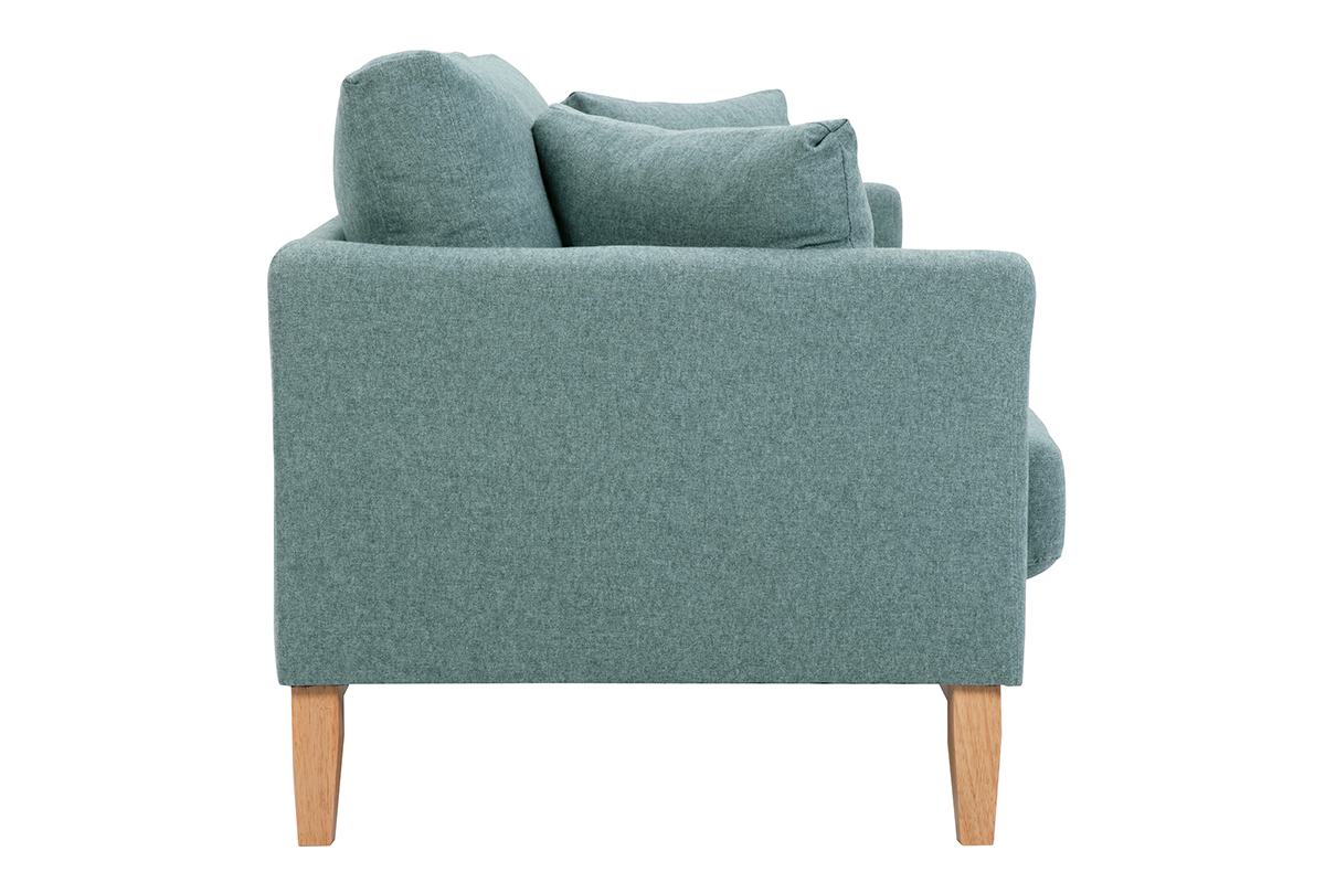 Skandinavisches 3-Sitzer-Sofa mit abnehmbarem Bezug aus graugrnem Stoff und hellem Holz OSLO