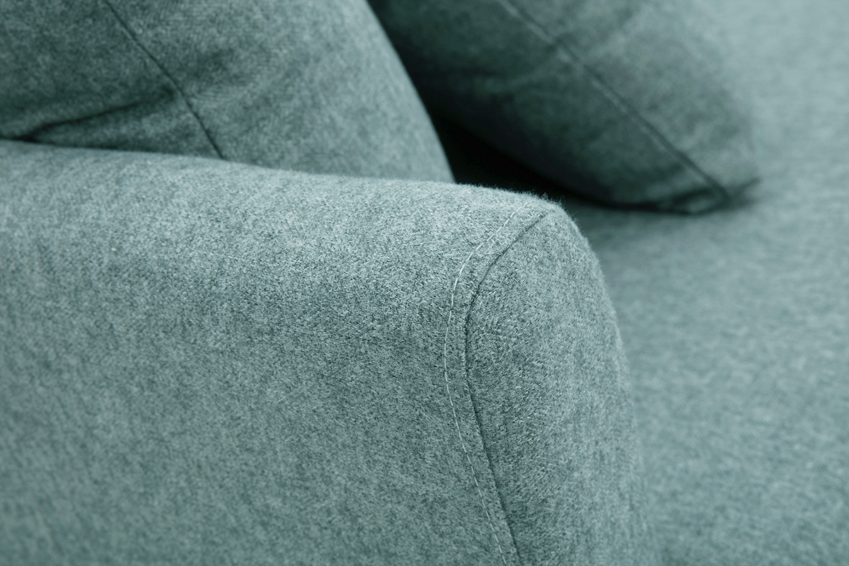 Skandinavisches 3-Sitzer-Sofa mit abnehmbarem Bezug aus graugrnem Stoff und hellem Holz OSLO