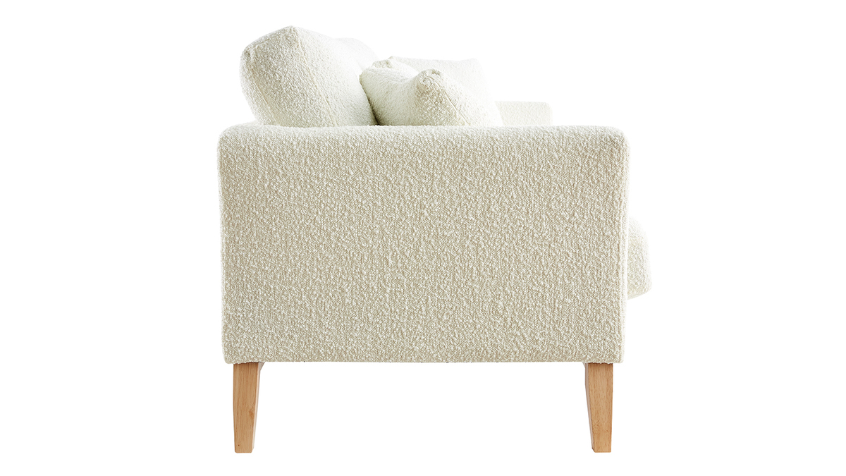 Skandinavisches 3-Sitzer-Sofa mit abnehmbarem Bezug in Weiß mit Bouclé-Wolleffekt OSLO