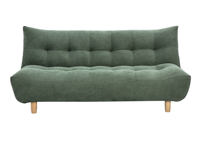 Skandinavisches 3-Sitzer-Sofa mit Schlaffunktion in Khakigr&uuml;nem Chenille-Stoff und hellem Holz YUMI