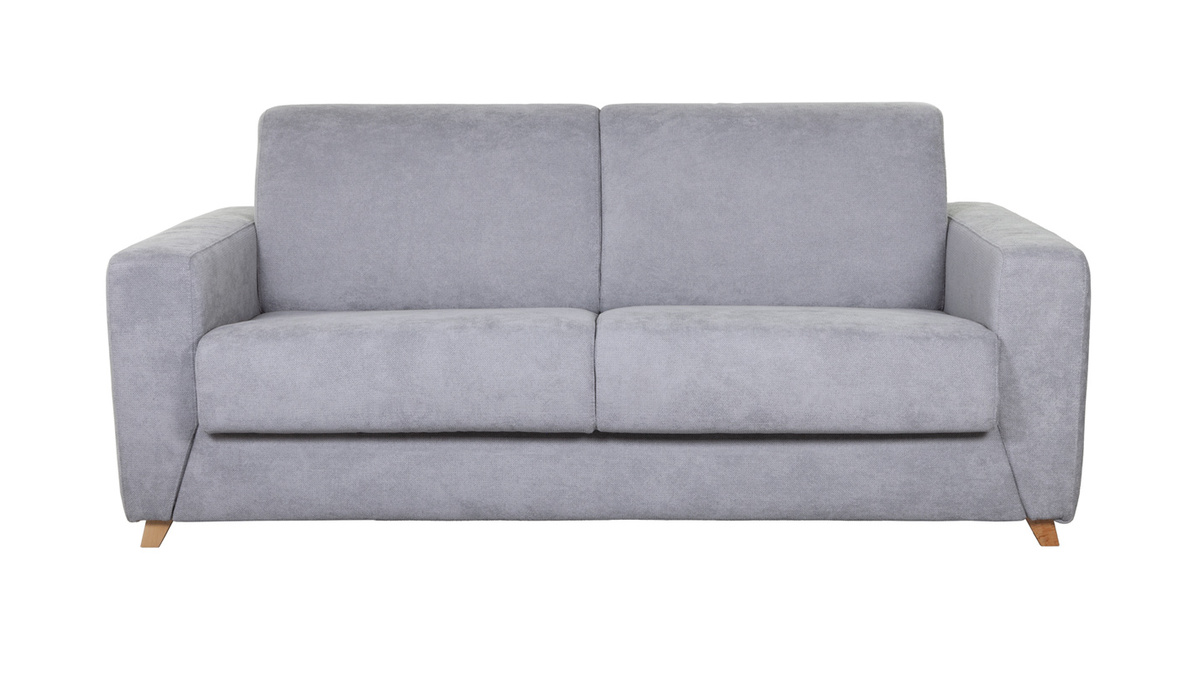Skandinavisches 3-Sitzer-Sofabett mit grauem Samteffekt SVEN