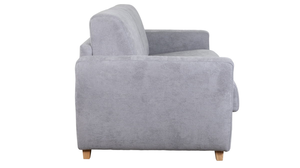 Skandinavisches 3-Sitzer-Sofabett mit grauem Samteffekt SVEN