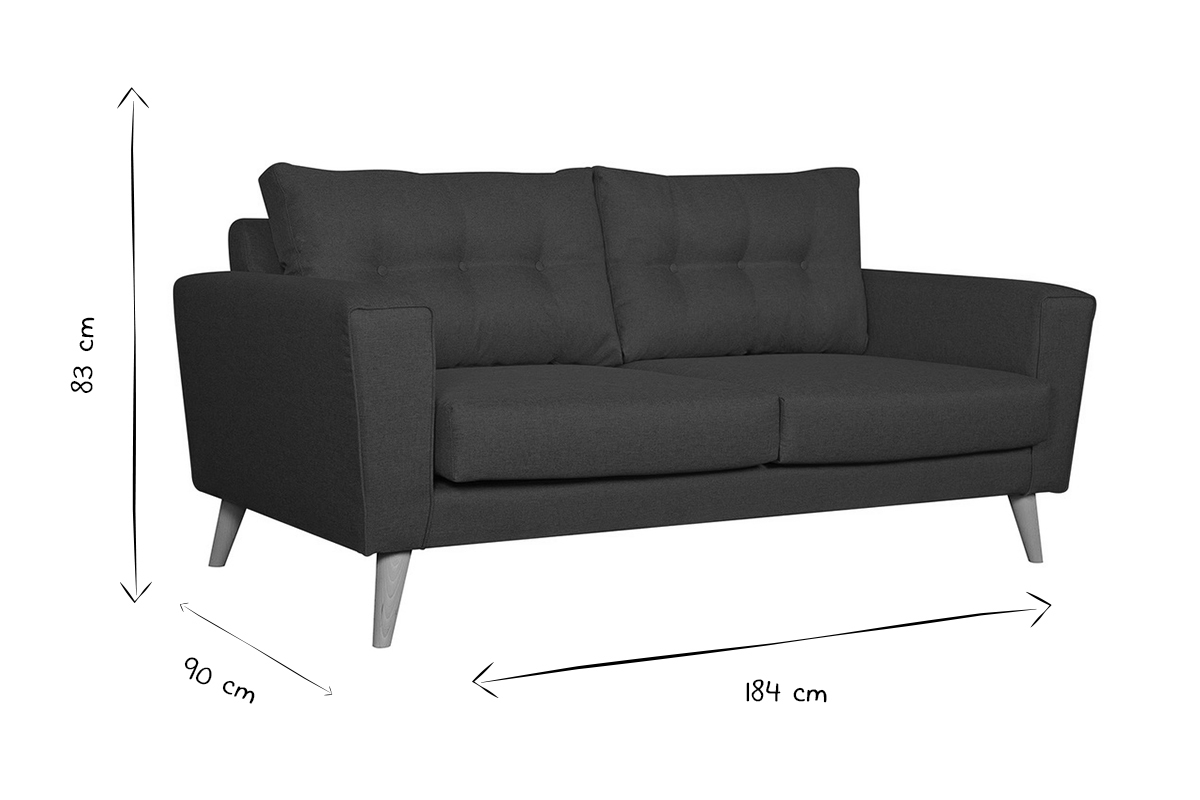Skandinavisches blaues 3-Sitzer-Sofa BEAUBOURG