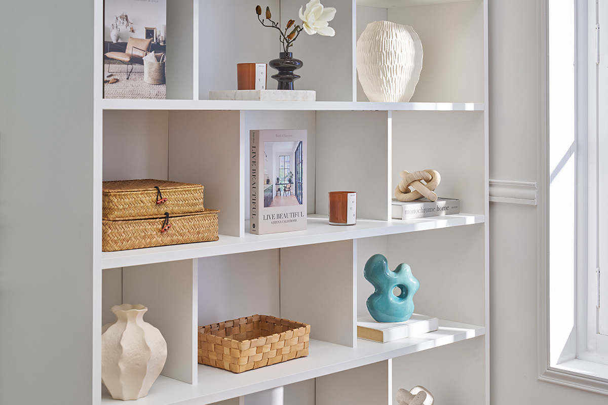 Skandinavisches Bcherregal aus weiem Holz B140 cm EPURE