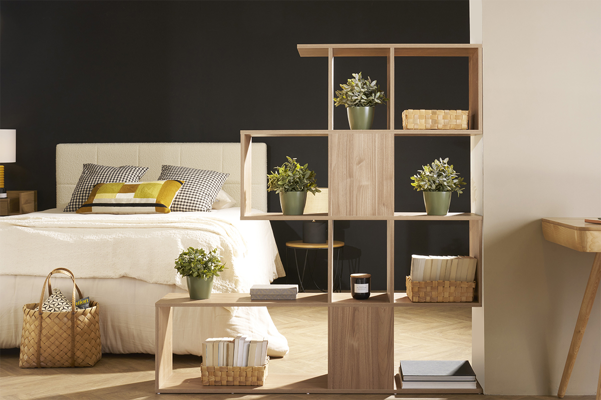 Skandinavisches Bcherregal Raumtrenner Schwarz H147 cm COMO
