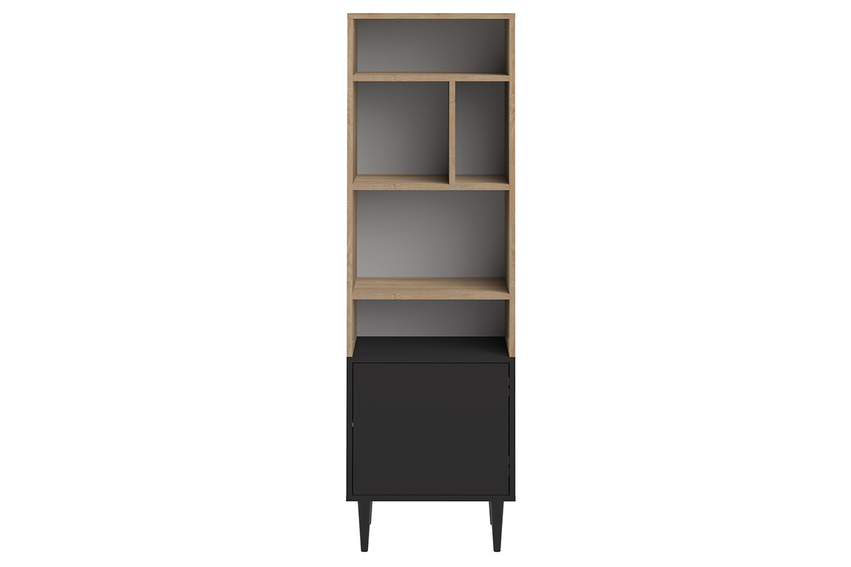 Skandinavisches Bcherregal STRIPE mit 6 Fchern Holz und Schwarz