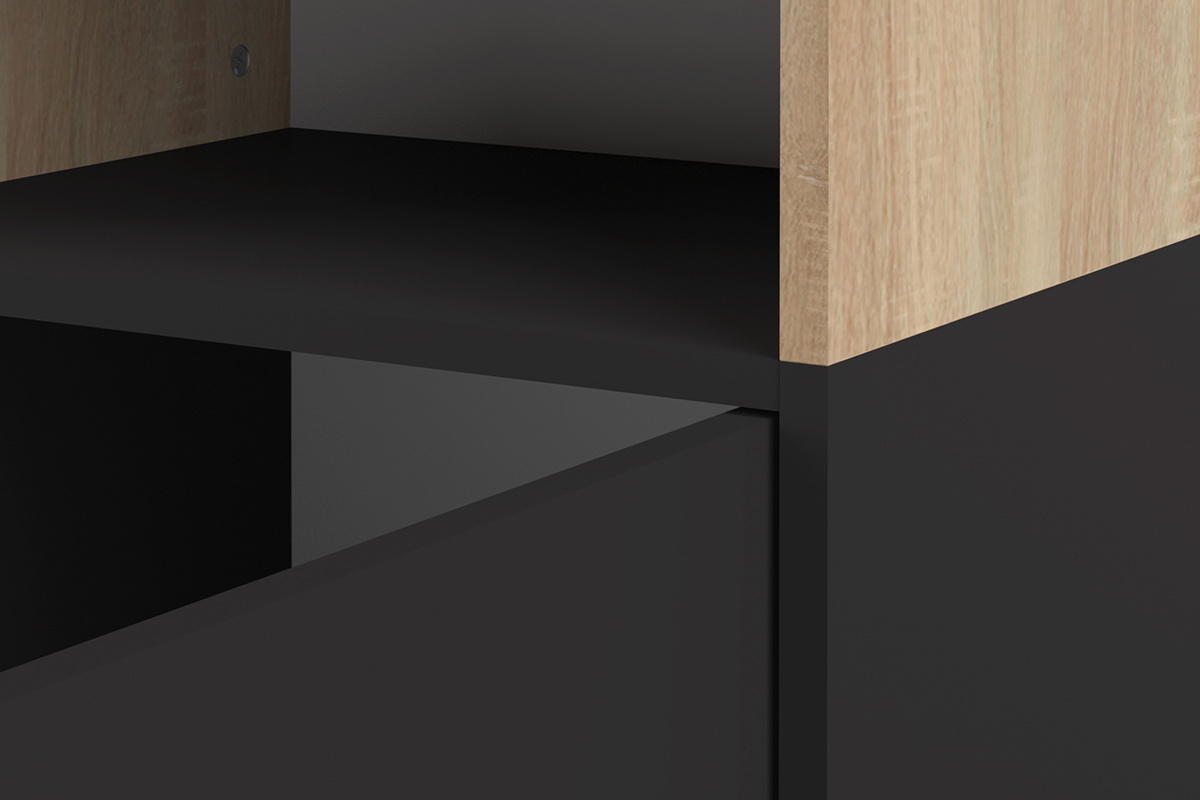 Skandinavisches Bcherregal STRIPE mit 6 Fchern Holz und Schwarz