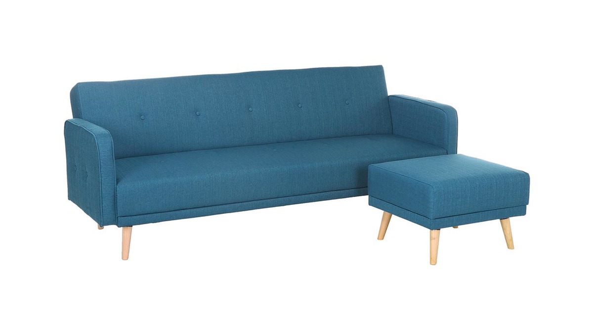 Skandinavisches Eck-Schlafsofa entenblau ULLA