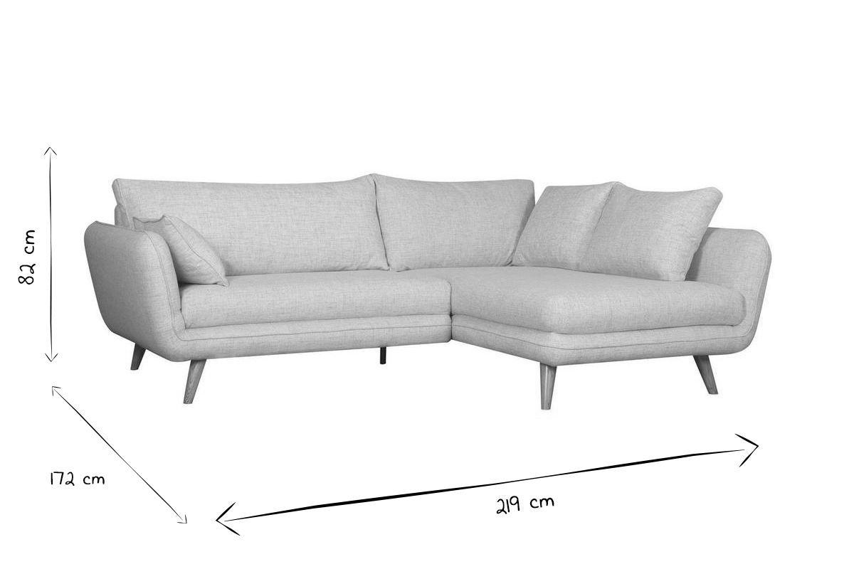 Skandinavisches Ecksofa 3/4-Sitzer hellgrau meliert CREEP