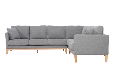 Skandinavisches Ecksofa 5-6 Plätze aus hellgrauem Stoff OSLO - Skandinavisches Ecksofa 5-6 Plätze aus hellgrauem Stoff OSLO