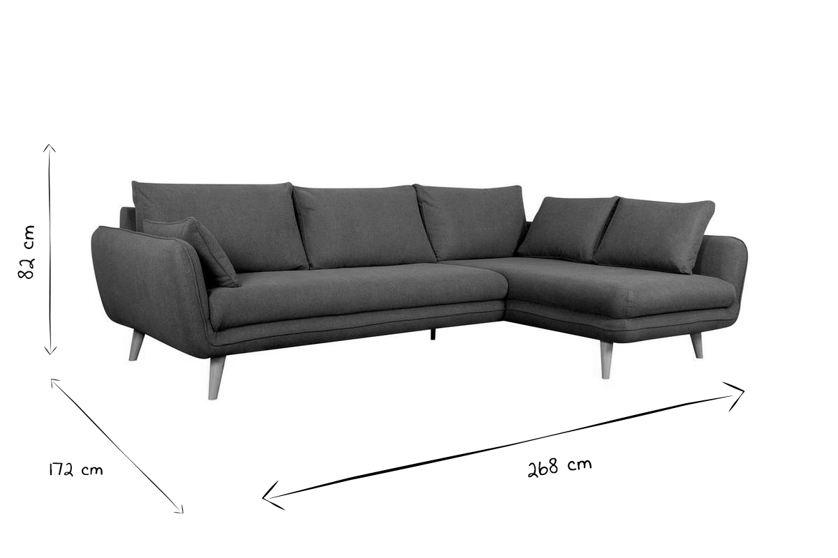 Skandinavisches Ecksofa 5-Sitzer anthrazitgrau meliert CREEP