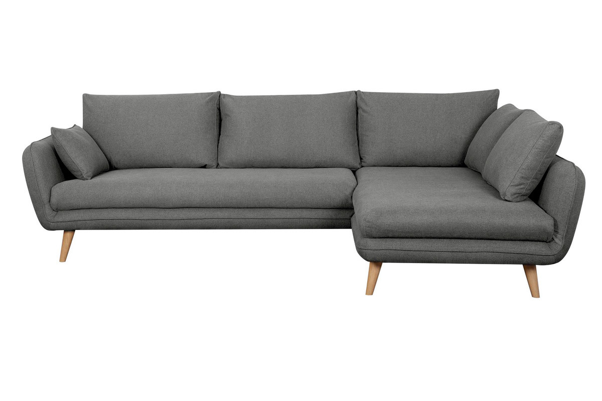 Skandinavisches Ecksofa 5-Sitzer anthrazitgrau meliert CREEP