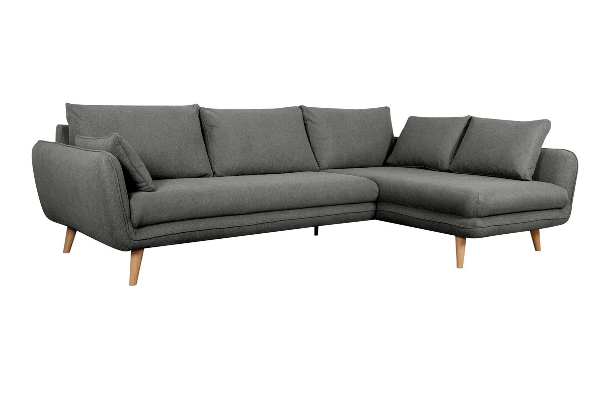 Skandinavisches Ecksofa 5-Sitzer anthrazitgrau meliert CREEP