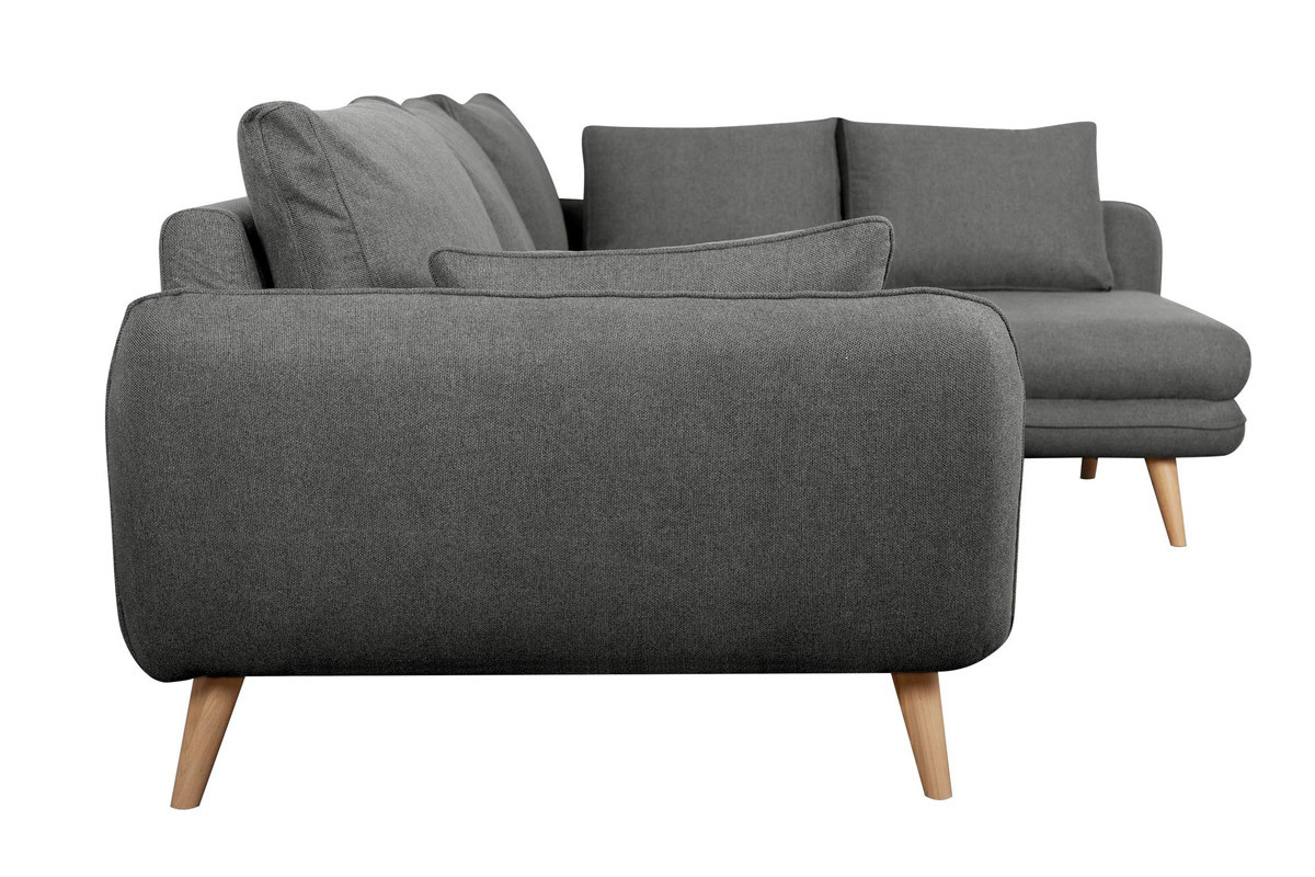 Skandinavisches Ecksofa 5-Sitzer anthrazitgrau meliert CREEP