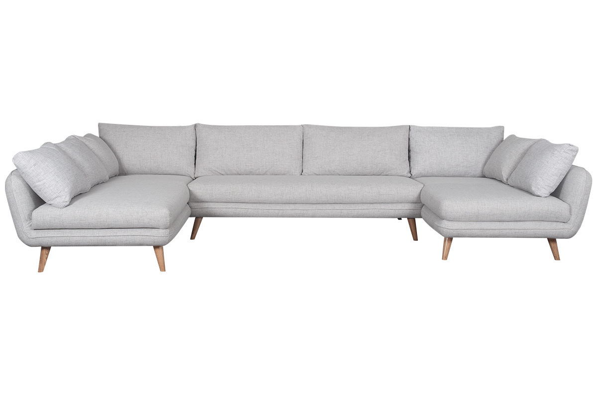 Skandinavisches Ecksofa 7-Sitzer hellgrau meliert CREEP