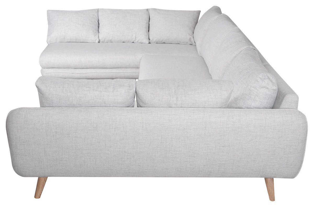 Skandinavisches Ecksofa 7-Sitzer hellgrau meliert CREEP