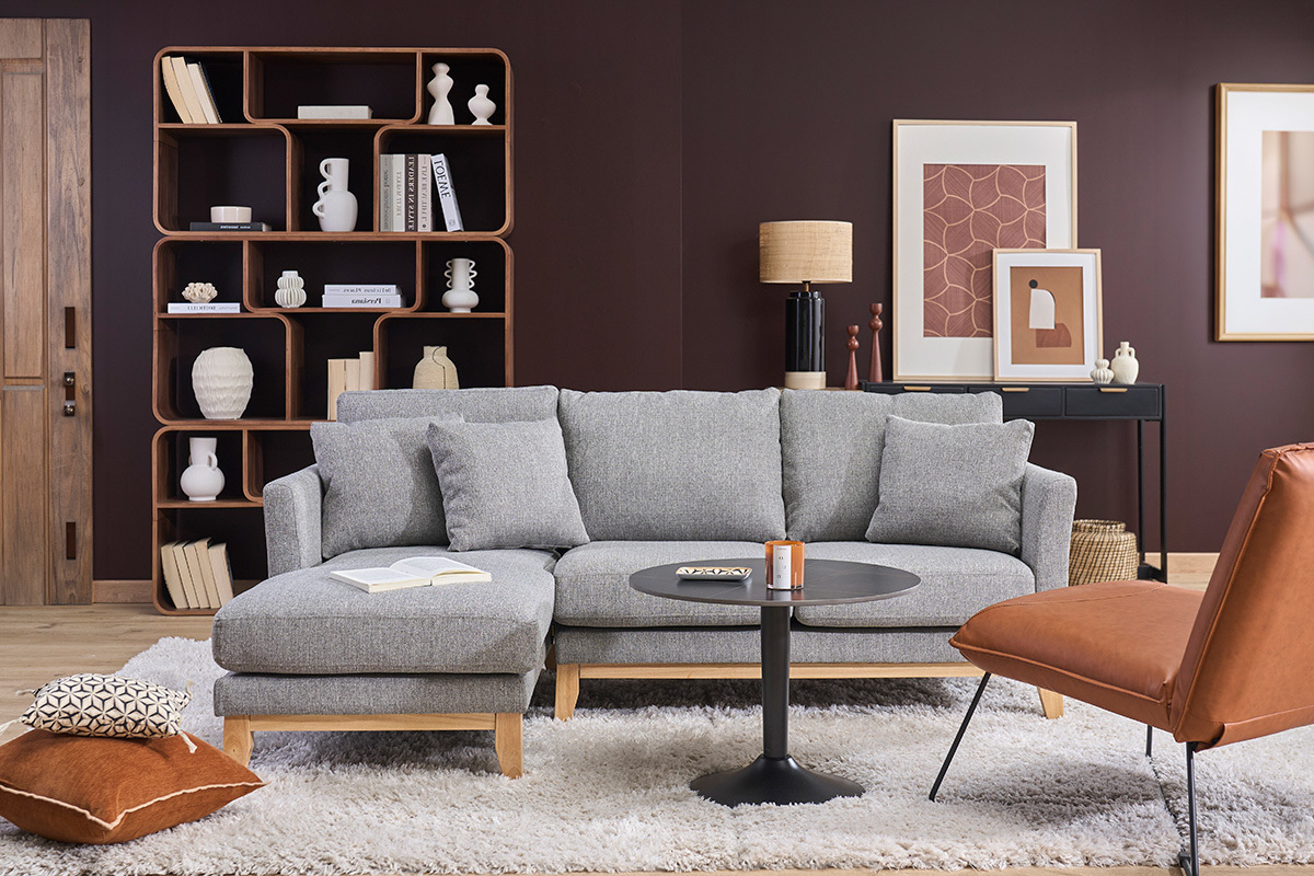 Skandinavisches Ecksofa links OSLO aus lagunengr�nem, abziehbarem Stoff