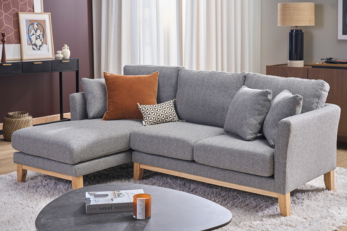 Skandinavisches Ecksofa links OSLO aus lagunengr�nem, abziehbarem Stoff