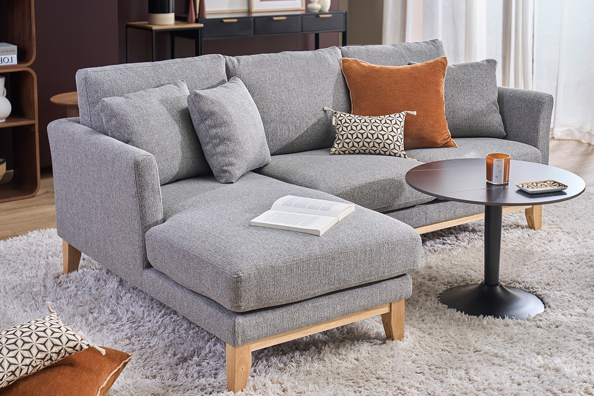 Skandinavisches Ecksofa links OSLO aus lagunengr�nem, abziehbarem Stoff