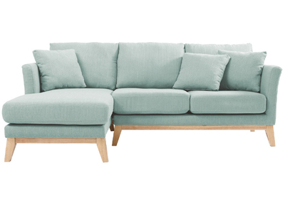 Skandinavisches Ecksofa links OSLO aus lagunengrünem, abziehbarem Stoff
