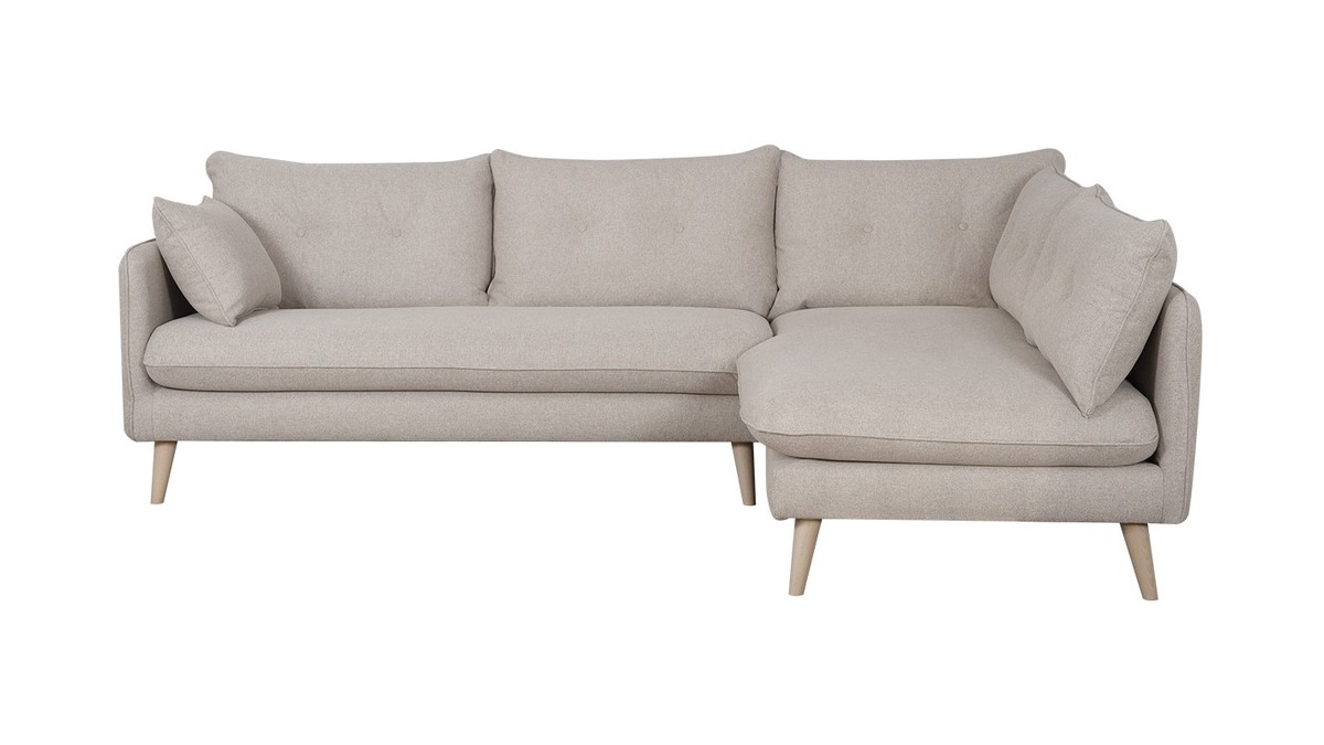 Skandinavisches Ecksofa rechts 5-Sitzer beige GUILTY