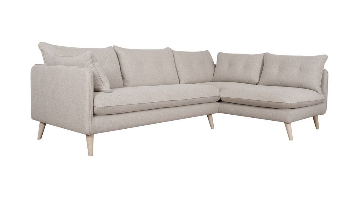 Skandinavisches Ecksofa rechts 5-Sitzer beige GUILTY