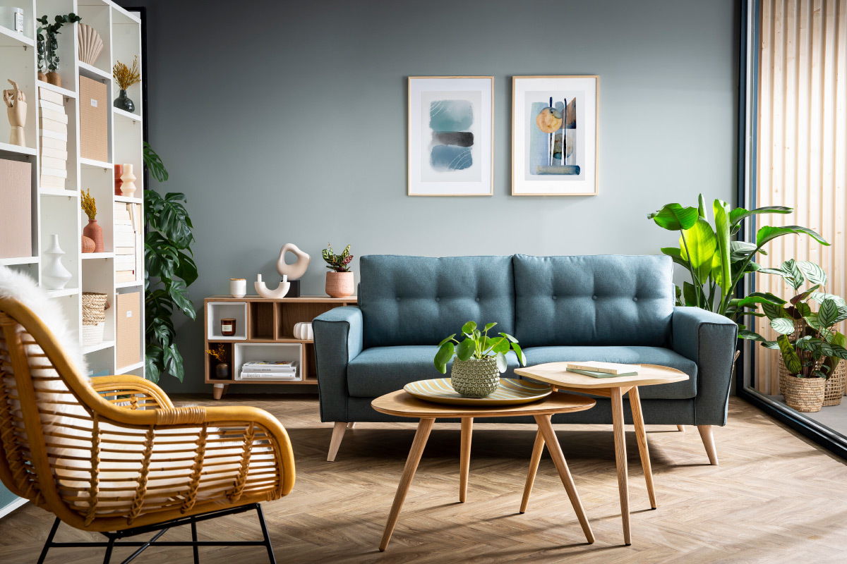 Skandinavisches graues 3-Sitzer-Sofa BEAUBOURG