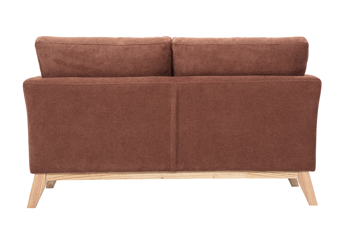Skandinavisches Sofa OSLO, Stoff in gebrannter Erde-Farbe, R�ckansicht.