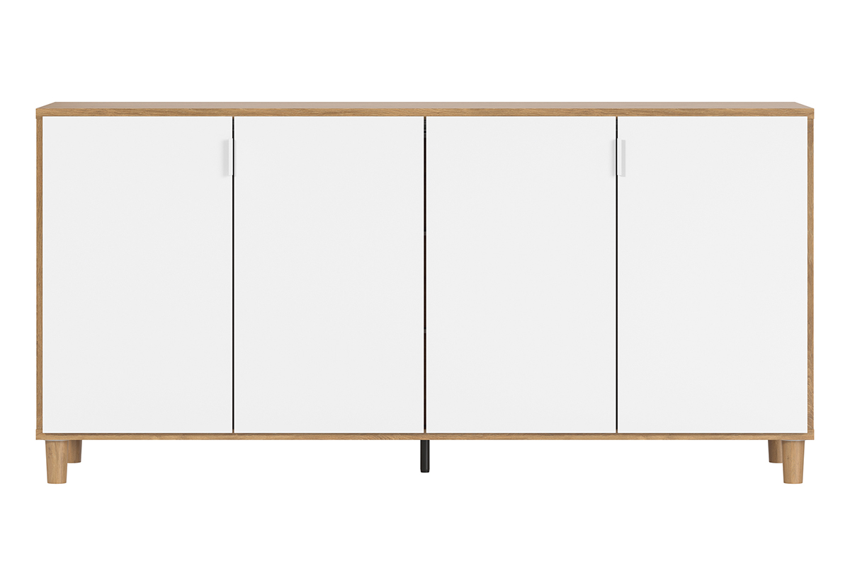 Skandinavisches Sideboard 160 cm wei/holzfarben mit Beinen aus Eiche VESTA