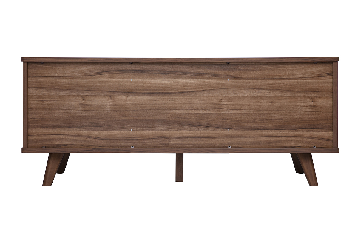 Skandinavisches Sideboard aus dunklem Nussbaumholz mit 2 T�ren und 3 Schubladen, R�ckansicht